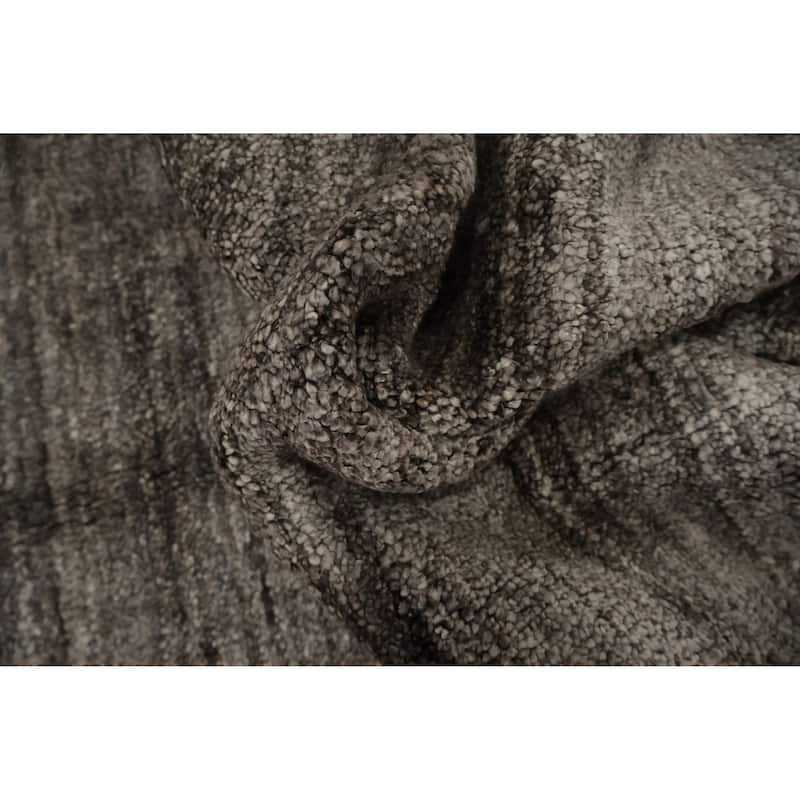 Hand Knotted Oriental 100% Wool Carpet Tribal Contemporary Greys & Charcoal Gabbeh Area Rug - 9' 8'' X 7' 9''