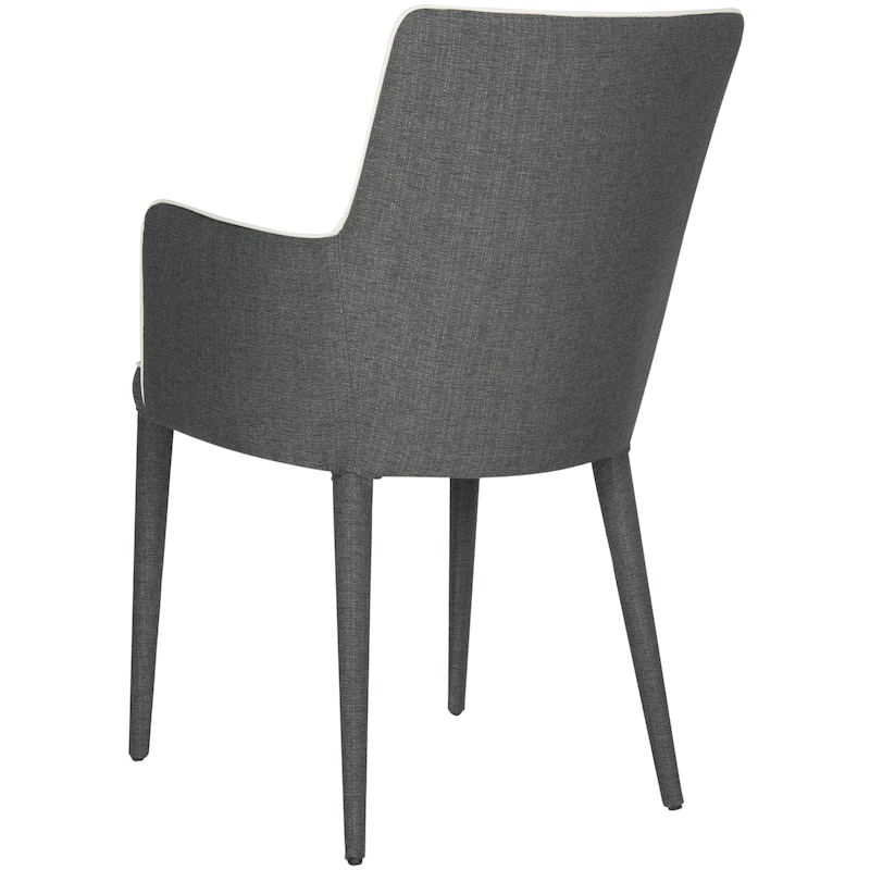 SAFAVIEH Elois Mid-Century Dining Modern White Arm Chair - 23.6" W x 21.6" L x 35.5" H - 24"Wx22"Dx36"H