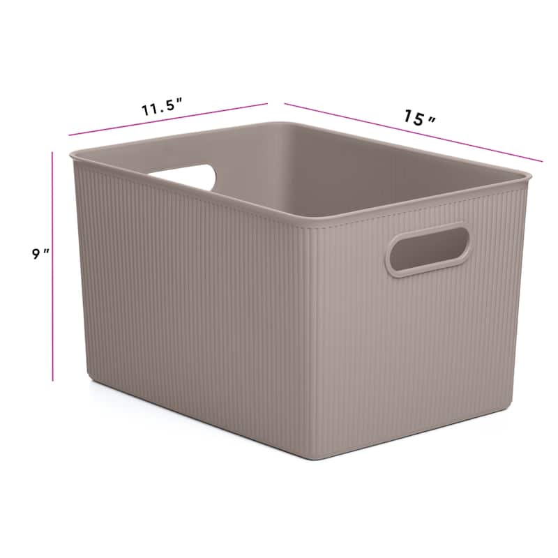 Superio Ribbed Storage Bin with Matching Lid - 15"W x 9"H x 11.5"D