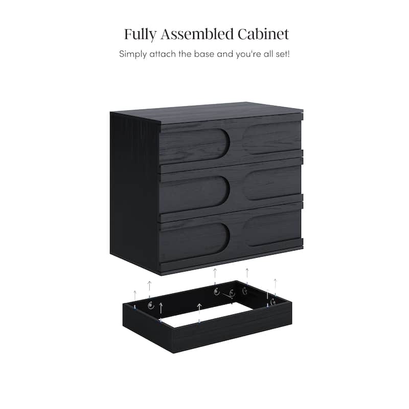 Iris 3 Drawer Dresser, Mid-Century Modern Solid Wood Dresser for Bedroom