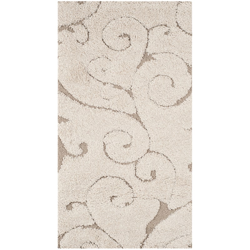 SAFAVIEH Florida Shag Shahin Scroll 1.2-inch Thick Textured Rug - 2'3" x 4' - Cream/Beige