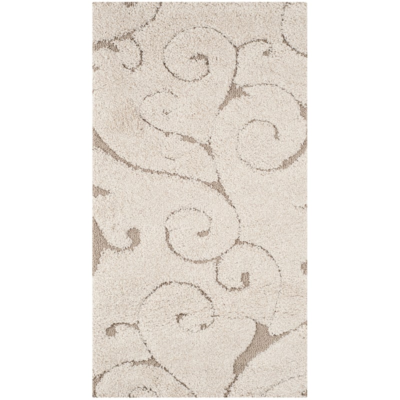SAFAVIEH Florida Shag Shahin Scroll 1.2-inch Thick Textured Rug - 2'3" x  4' - Cream/Beige - Runner/Rectangle