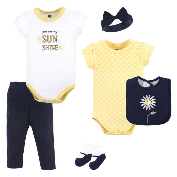 slide 1 of 1, Hudson Baby Infant Girl Cotton Layette Set, Daisy 0-3 Months - Daisy