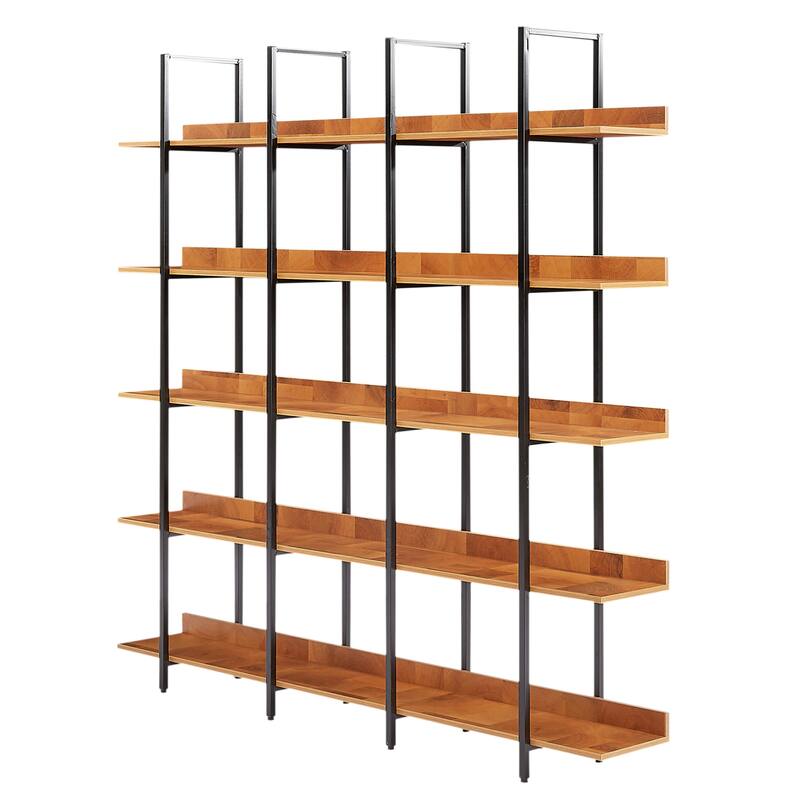 5 Tier Bookshelf Office Bookshelf Metal Frame MDF Board