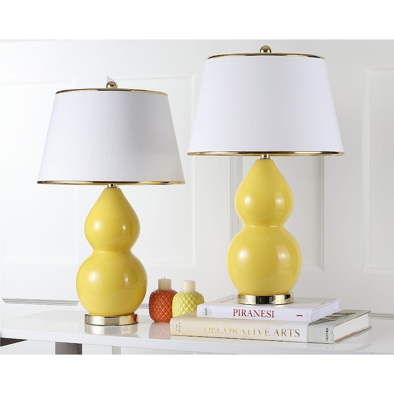 SAFAVIEH Lighting Julianna 26-inch Double Gourd White Table Lamp (Set of 2) - 16"x16"x26.5" - 16"W x 16"D x 27"H