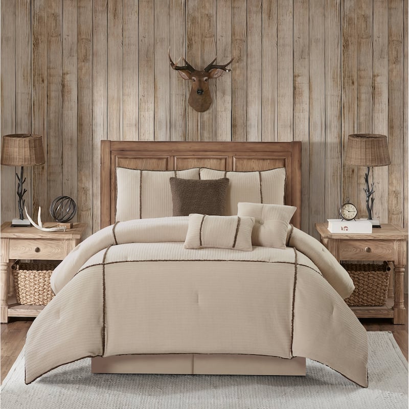 Nanshing Ingrid 7 Piece Cabin, Modern Comforter Set - Beige - King
