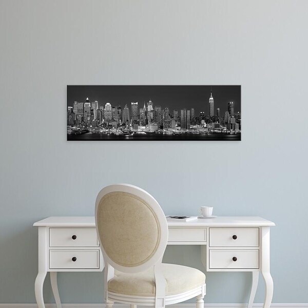 Easy Art Prints Panoramic Image 'New York City, West side skyline (Black And White)' Canvas Art