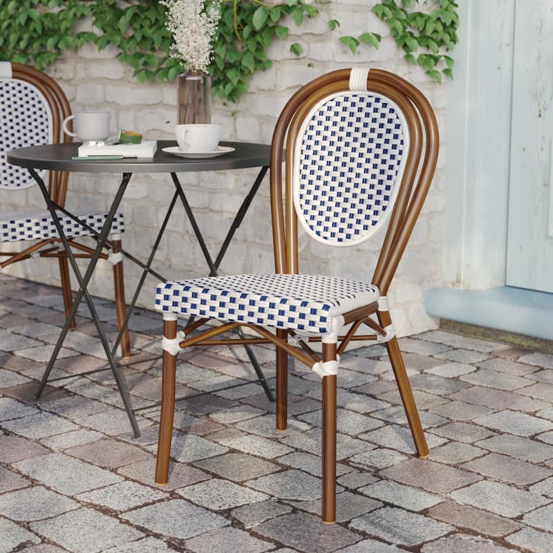 All-Weather Commercial Paris Chair with Black Metal Frame