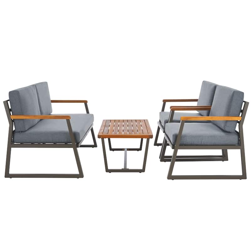SAFAVIEH Outdoor Ulviyya 4-Piece Patio Conversation Set - 48Wx27Dx28H