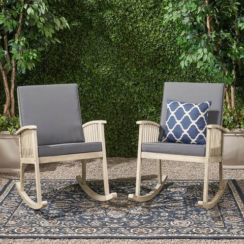 Casa Acacia Wood Rocking Chairs (Set of 2) by Christopher Knight Home