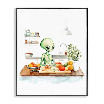 Stupell Alien Cooking in Kitchen Framed Giclee Art Design By Lil' Rue