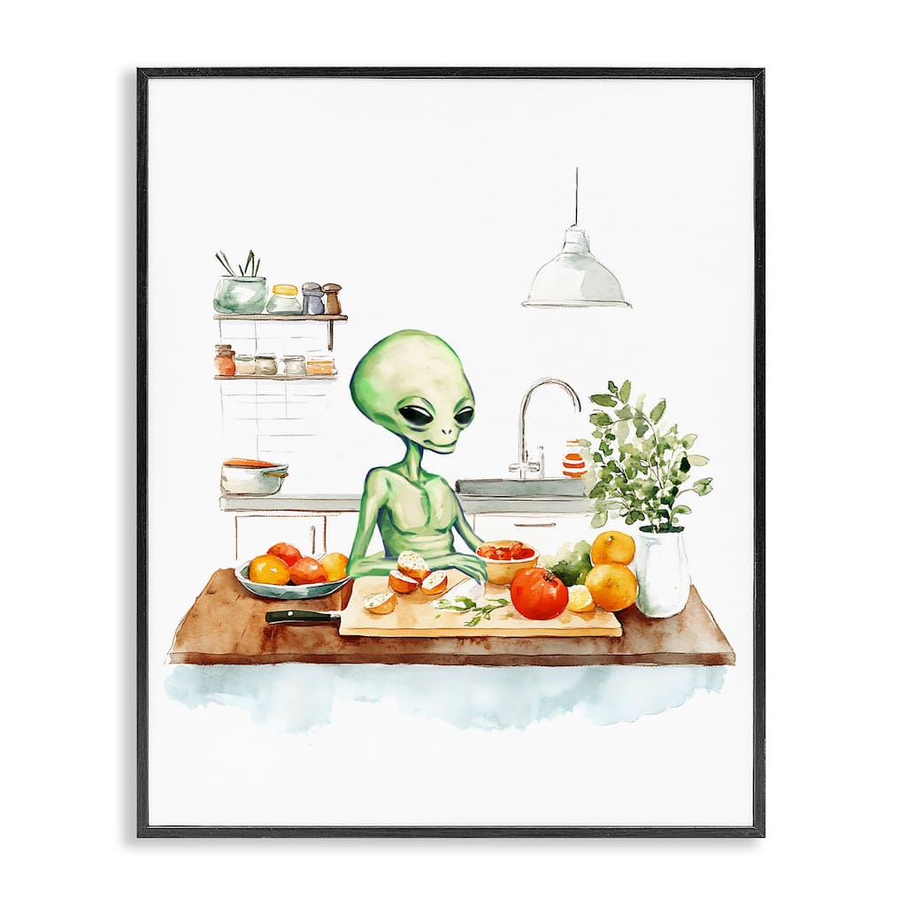 Stupell Alien Cooking in Kitchen Framed Giclee Art Design By Lil' Rue