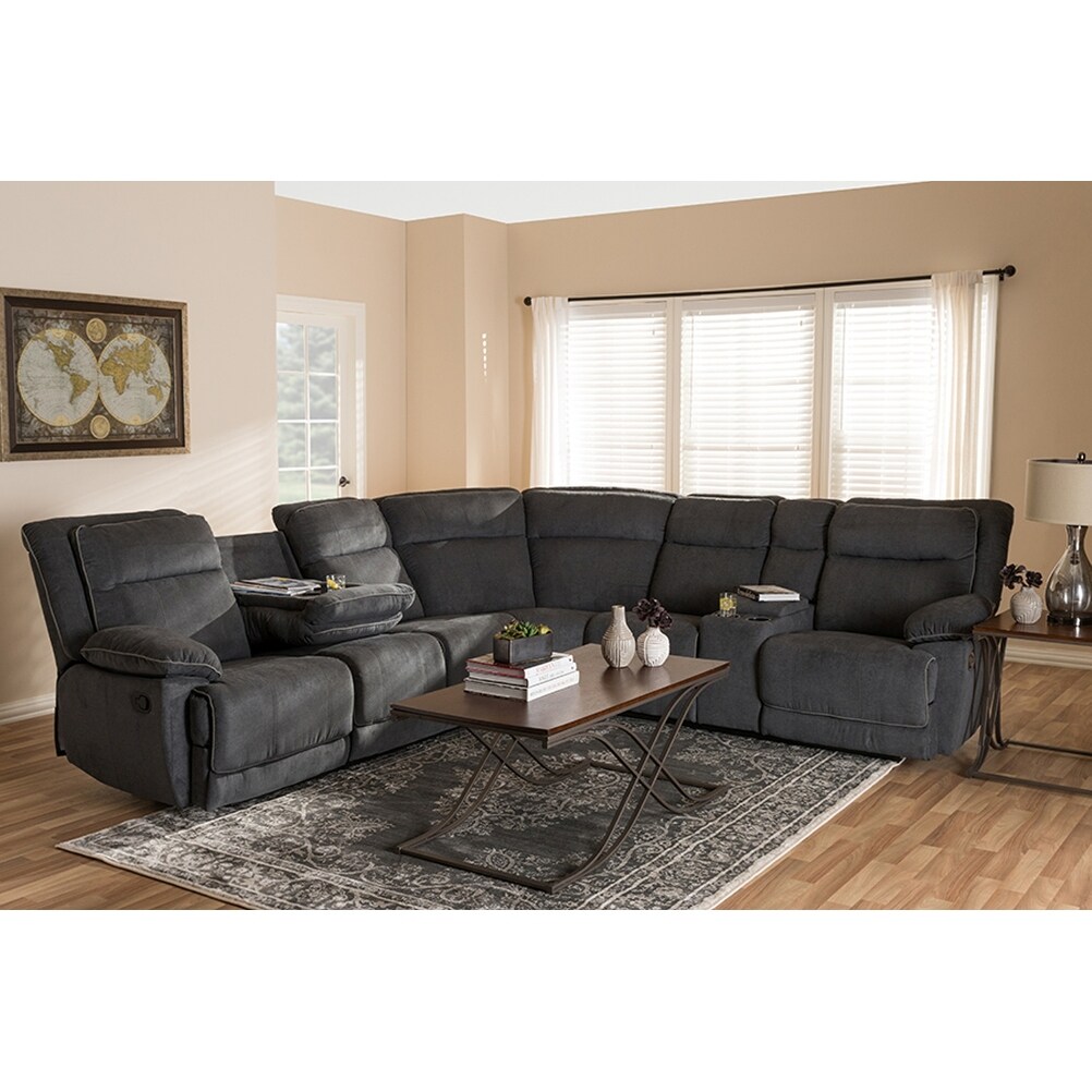 Shop Sabella 7pcs Dark Grey Light Grey Two Tone Fabric Sectional