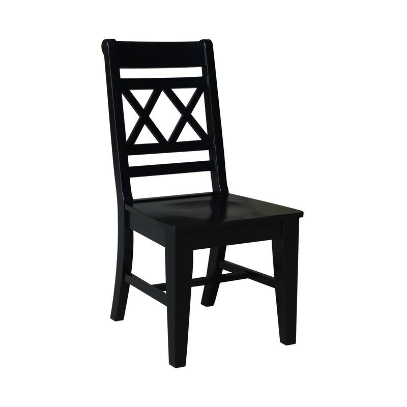 Solid Wood Double X-Back Dining Chairs, Set of 2