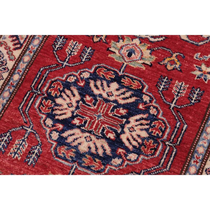 Southwestern Super Kazak Arden Red/Beige Hand Knotted Wool Rug - 2'8'' x 4'5''