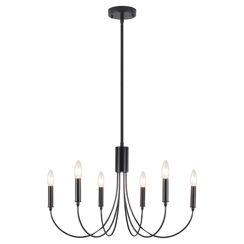Farmhouse style 6 - Light Metal Candle Chandelier for Kitchen Dining Room - N/A