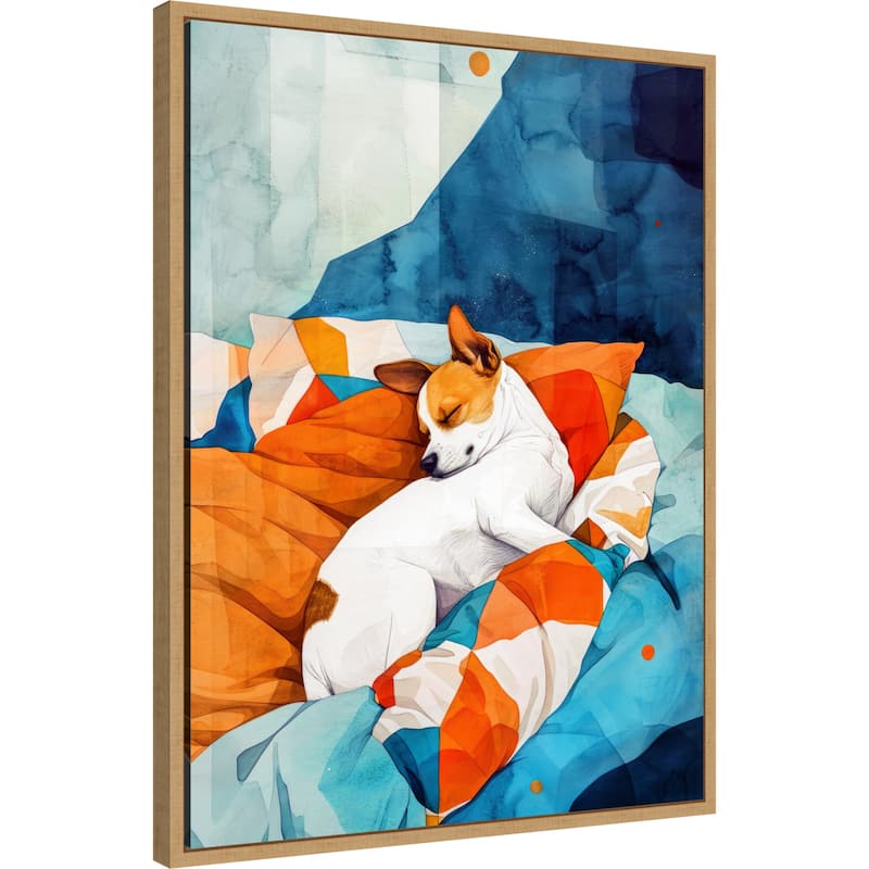 Dogs Life Nap by Justyna Jaszke Framed Canvas Wall Art
