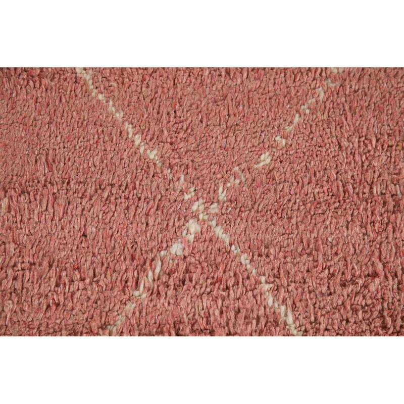 Pink Plush Moroccan Accent Rug Hand-Knotted Wool Carpet - 2'10" x 5'3"