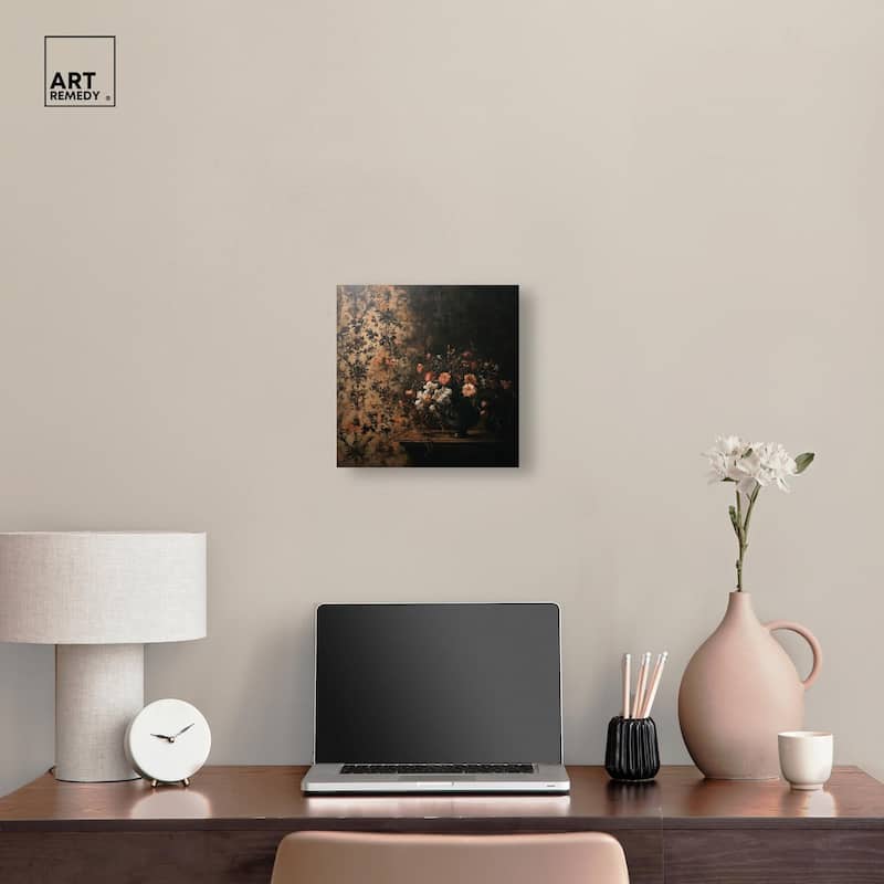 Dark Floral Elegance Canvas by Art Remedy, Gallery Wrapped