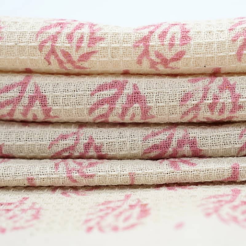 Fabdivine Hand Block Floral Print Waffle Weave Kitchen, Dining Room Use, Gift Hand Towel