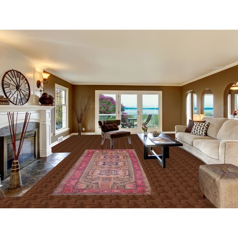 Hand Knotted Oriental 100% Wool Carpet Traditional Geometric Purples Meshkin Runner Rug - 10' 4'' X 4' 4''