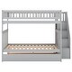 preview thumbnail 13 of 26, Full over Full Wooden Bunk Bed with Trundle and Storage Staircase,Classic Design