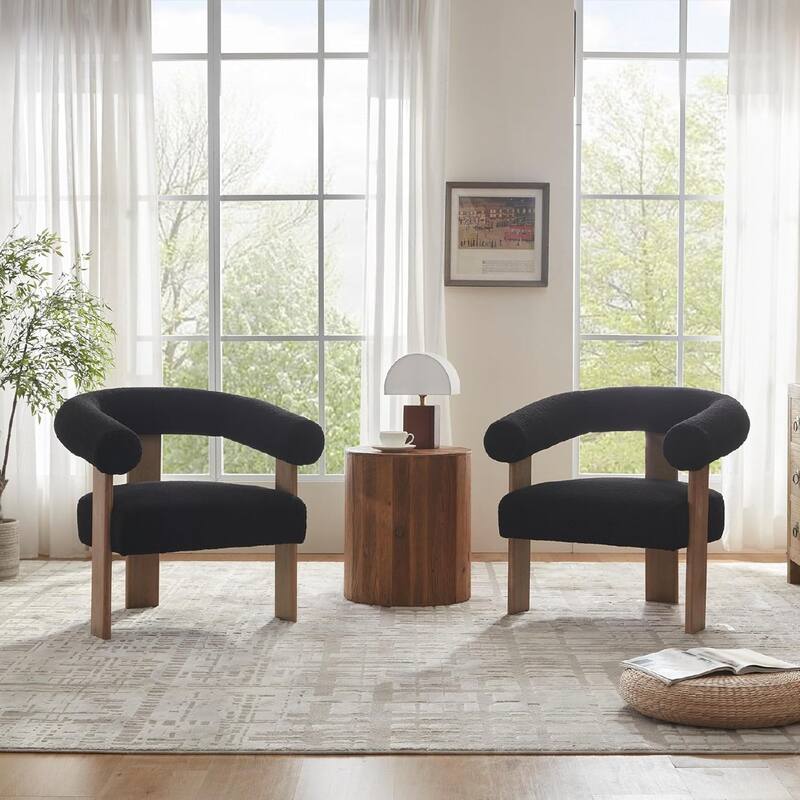 Accent Chair Living Room Chair with Solid Wood Frame