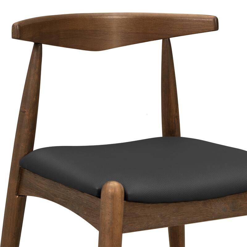 Set of 2 Rubberwood Dining Chairs, Ergonomic Backrest & Faux Leather Upholstery
