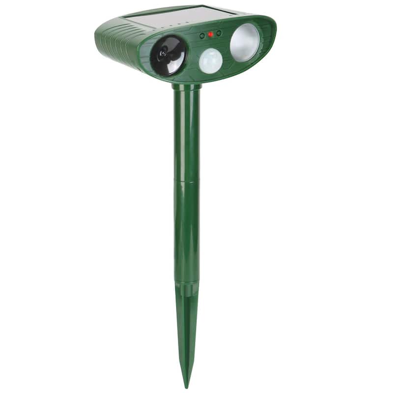 Solar-Powered Ultrasonic Animal Repeller with PIR Motion Sensor - Green