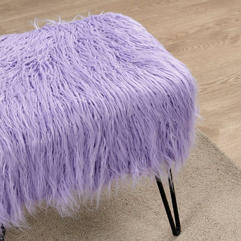 Mongolian Fauxfur Ottoman