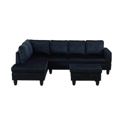 Midnight Blue Microfiber 3-Piece Living Room Sofa Set
