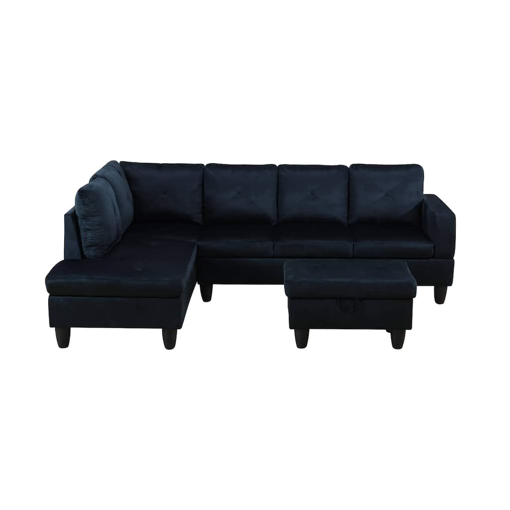 Midnight Blue Microfiber 3-Piece Living Room Sofa Set