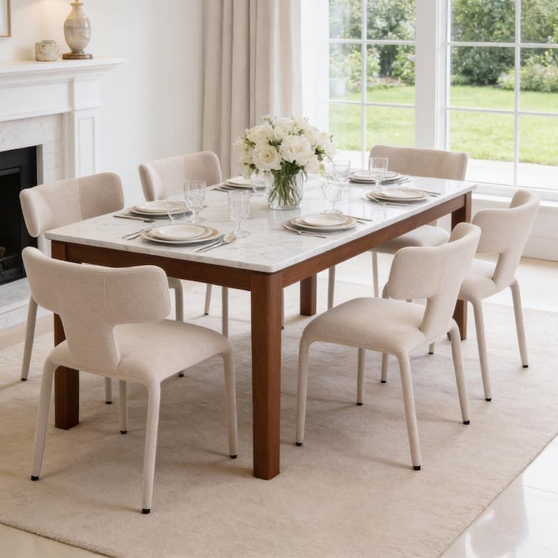 Modern Dining Chairs Set of 2, 18.9"Wx18.5"D Contemporary Fabric Side Chairs