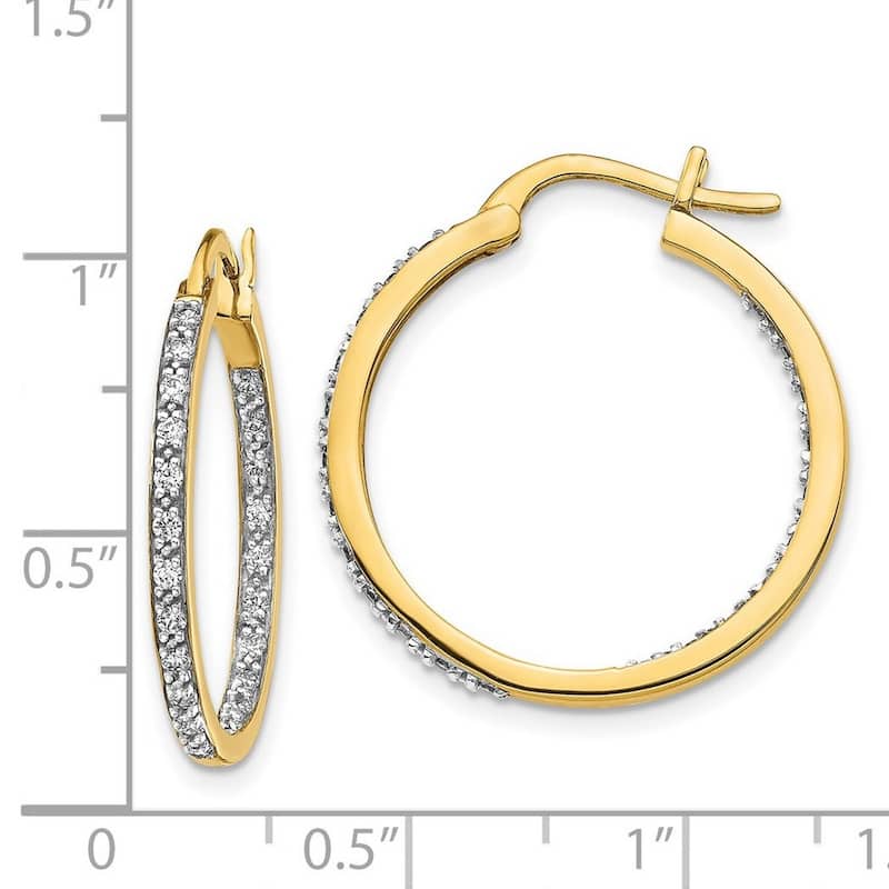 Curata 14k Diamond In Out Hoop Earrings - 24x24mm Wide 2mm Thick