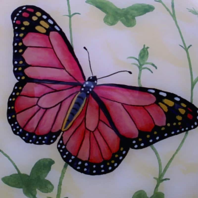 Colorful Butterflies Hand Painted Mouth Blown Glass Ornament - 3" x 3" x 3"