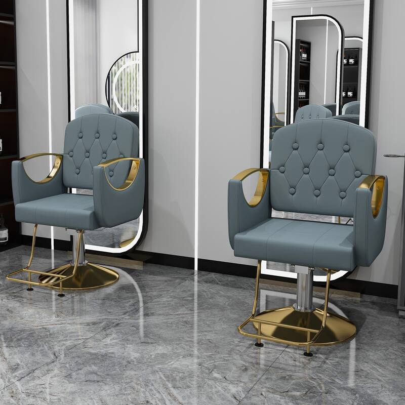 Roomfitters Professional Hydraulic Salon Chair with 360° Swivel, Heavy Duty Barber Stylist Chair with Gold Base