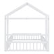 preview thumbnail 10 of 21, Montessori Wooden Floor Bed with Detachable House-Shaped Headboard, Full Size Bed with Dress Up Rack for Kids Playhouse, White