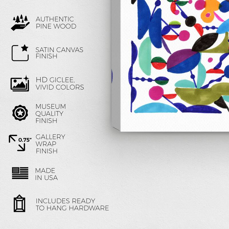 Wynwood Studio Canvas Abstract Manuel Roman - Laberinto White and Dark Blue Modern & Contemporary Wall Art Canvas Print