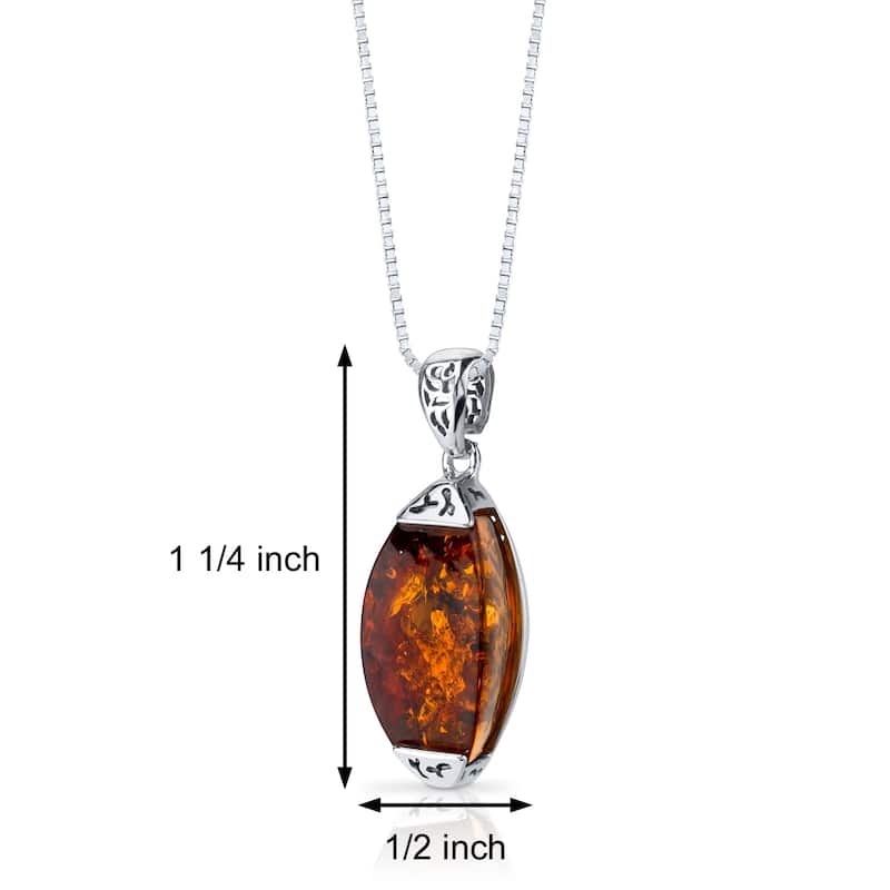 Amber Pendant in Sterling Silver