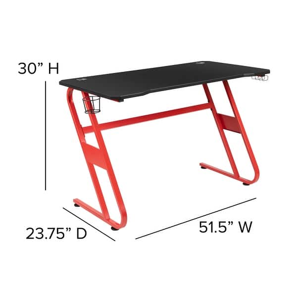 dimension image slide 1 of 2, Gaming Desk and Chair Set with Cup Holder and Headphone Hook - Desk Bundle