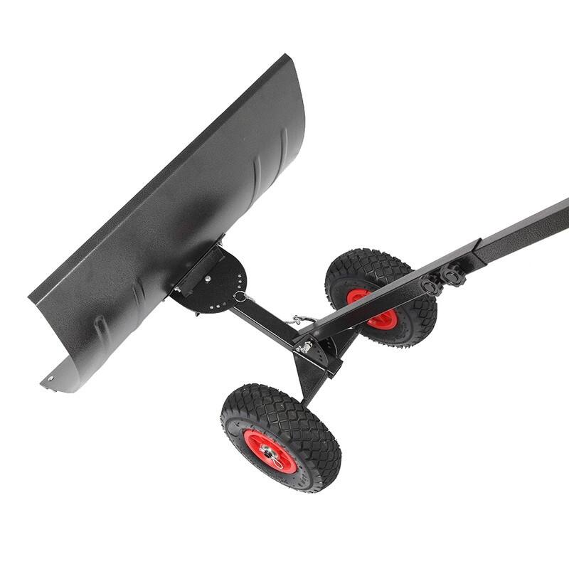 Rolling Snow Pusher with Wheels and Adjustable Handle