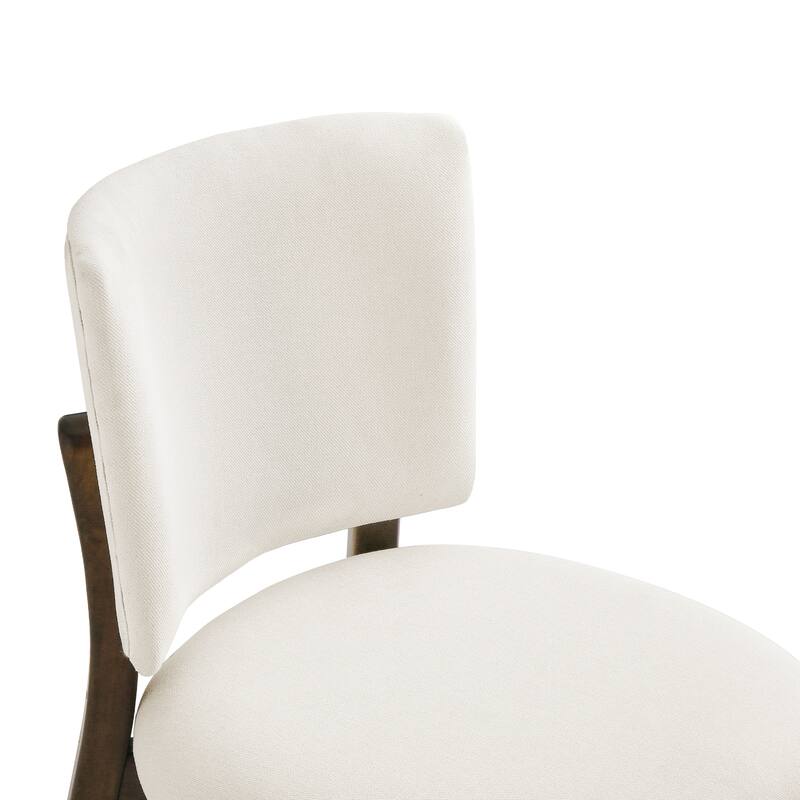 Fabric Upholstered Dining Chairs Set of 2/4 with Wooden Legs, Modern Kitchen Dining Chairs with Back, Walnut Flaxen