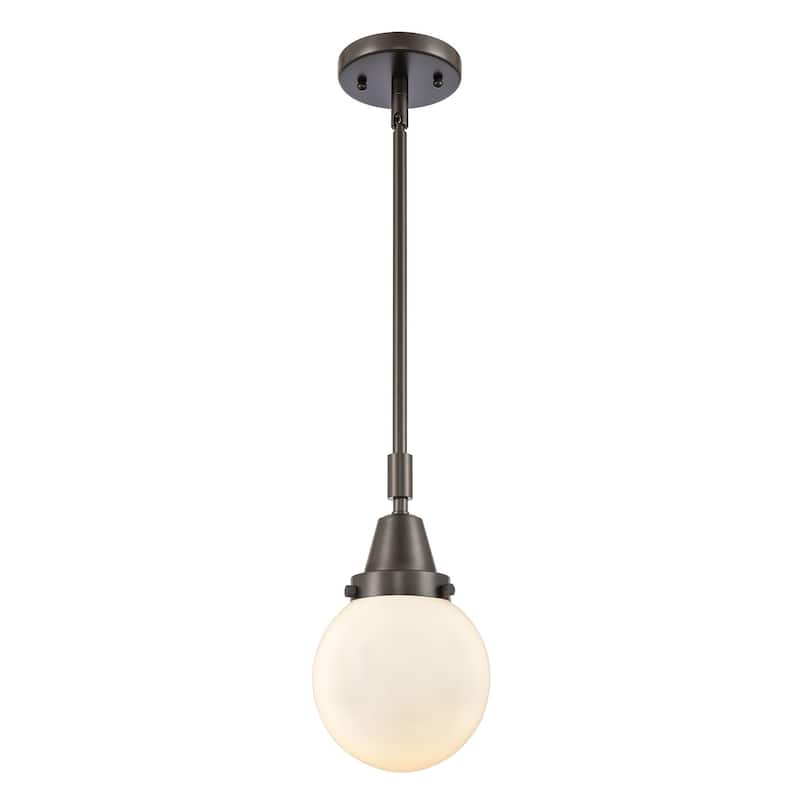 Innovations Lighting 447-1S-11-6 Beacon Pendant Beacon 6" Wide Mini - Oil Rubbed Bronze / Matte White