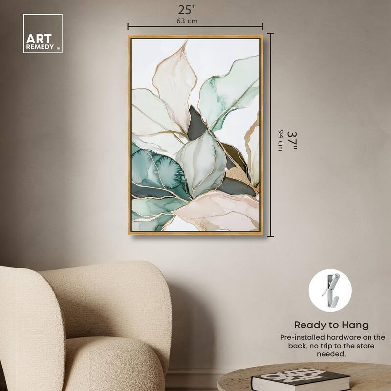 Pastel Leaves with Gold III Canvas by Art Remedy