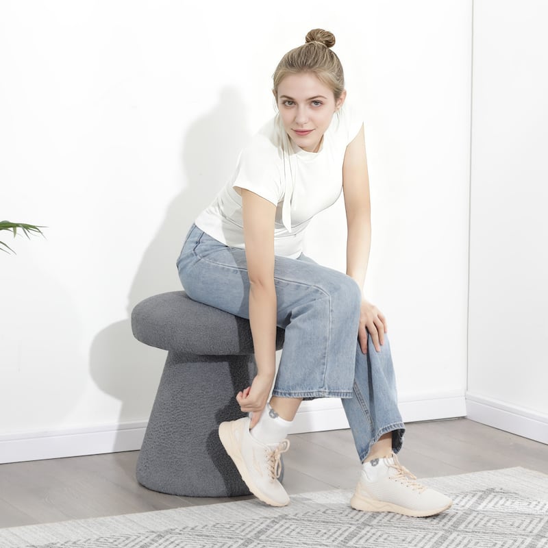 Adeco Mushroom Ottoman Large Soft Foot Stool for Living Room Bedroom