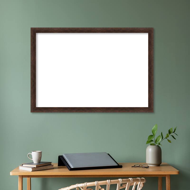 Amanti Art Warm Walnut Narrow Framed Dry Erase Magnetic Board
