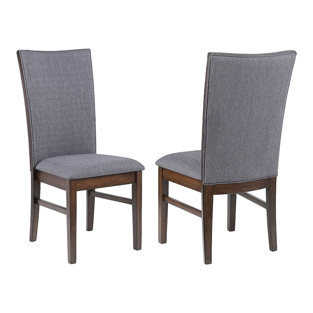 Set of 2 Upholstered Dining Side Chairs with Curved Backrest in Grey and Brown