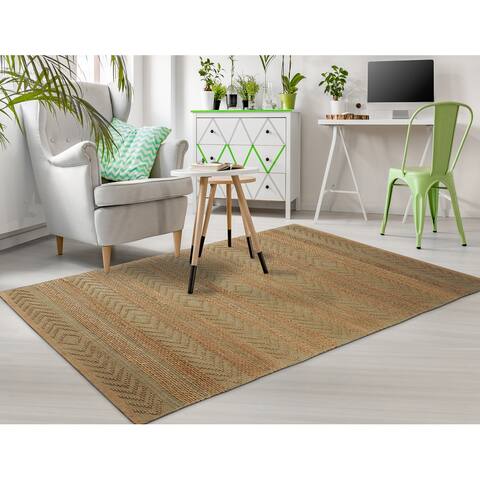 LR Home Handwoven Dashing Seafoam Geometric Natural Fiber Area Rug