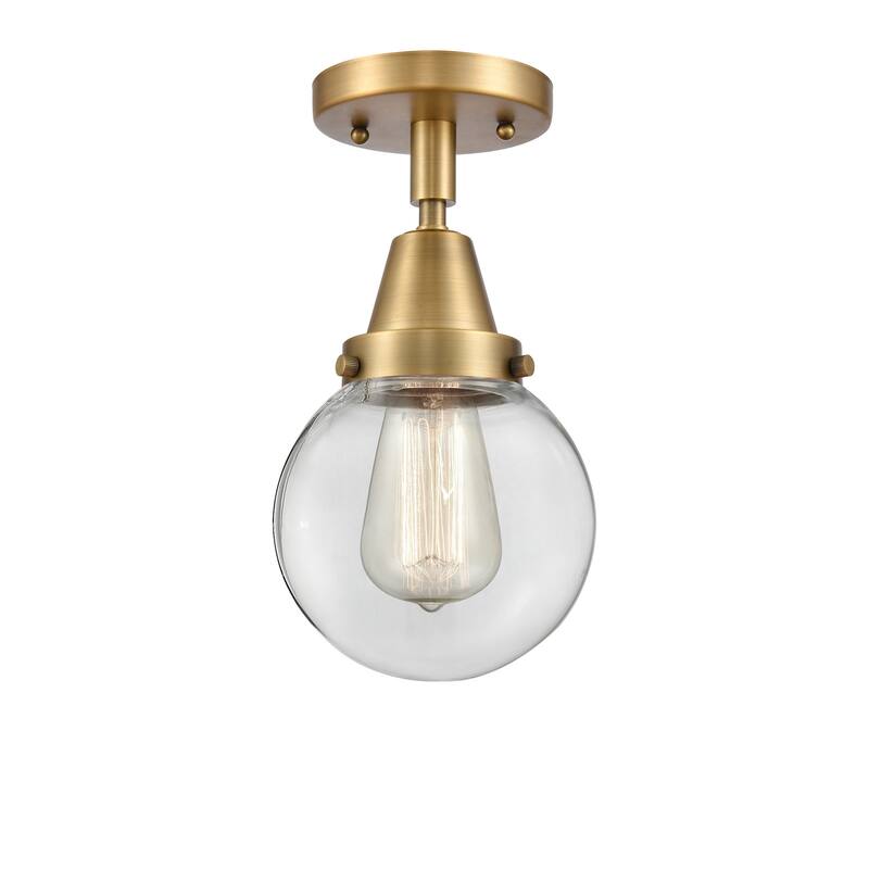 Innovations Lighting 447-1C-11-6 Beacon Flush Mount Beacon 6" Wide - Brushed Brass / Clear