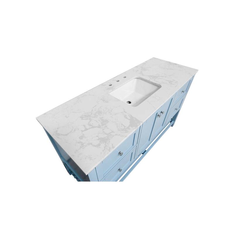 KitchenBathCollection Lakeshore 60" Single Bathroom Vanity with Engineered Carrara Top